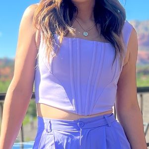 PARTHEA Medium Solid Asymmetrical Hem Mauve Purple Tank Top